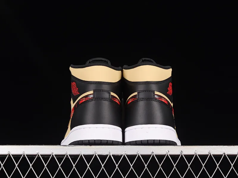 All categories Air Jordan Jordan series basketball shoes Air Jordan 1 Mid G version pure original Air Jordan 1 Mid "Tartan Swoosh" AJ1 Joe 1 plaid skirt black brown red Zhongbang basketball shoes DZ5329-001